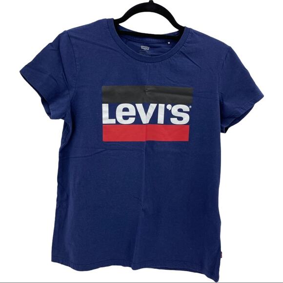 Levi’s Women's Navy Short Sleeve Graphic Logo T-Shirt Size M - Picture 5 of 9
